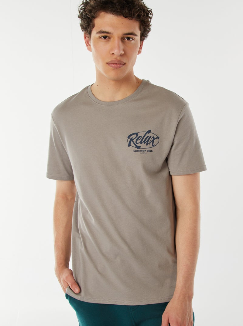Camiseta con mensaje estampado Gris - Kiabi