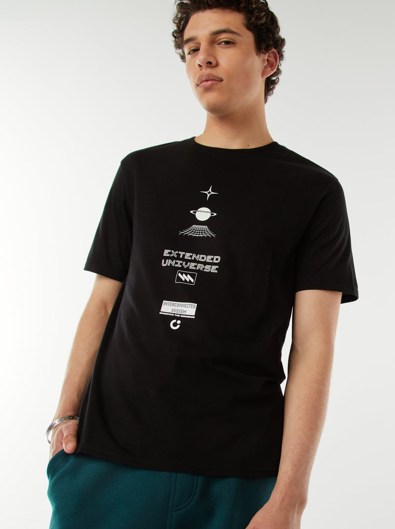 Camiseta con mensaje estampado Negro - Kiabi