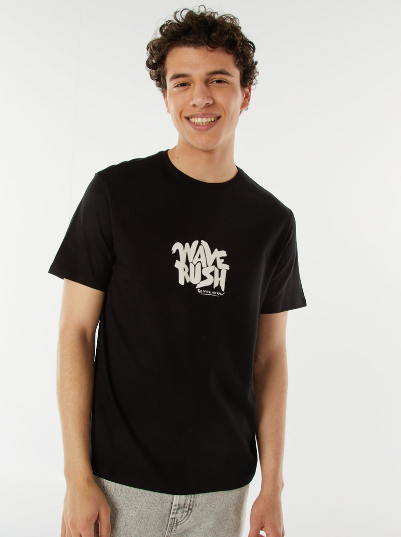 Camiseta con mensaje estampado Negro - Kiabi