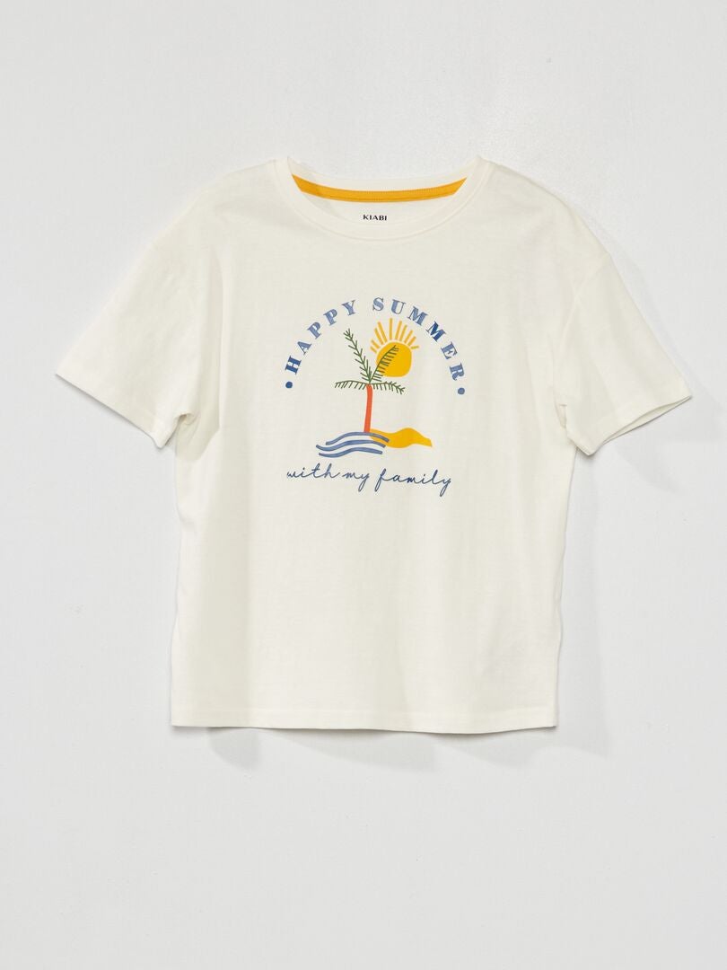 Camiseta con mensaje 'happy summer' BLANCO - Kiabi