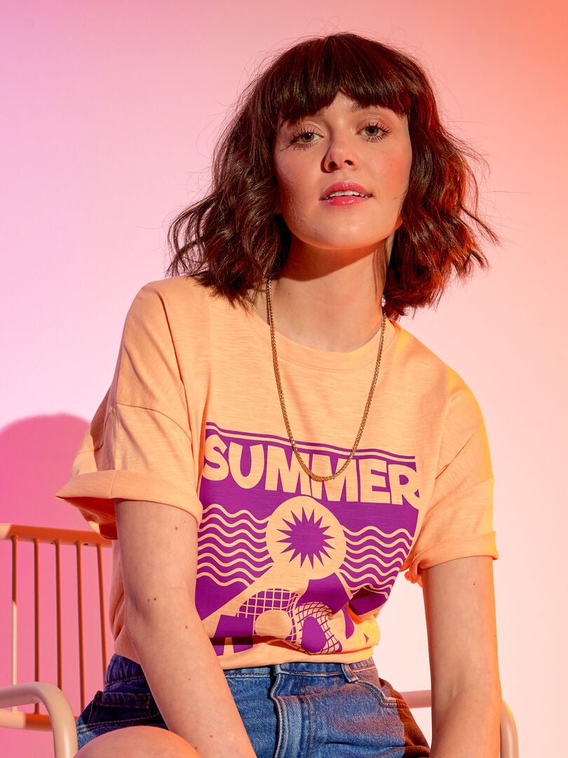 Camiseta con mensaje 'summer mood' NARANJA - Kiabi