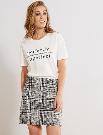 Camiseta con mensaje y lentejuelas - Kiabi