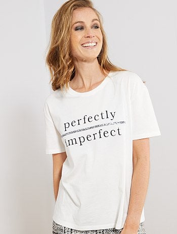Camiseta con mensaje y lentejuelas - Kiabi