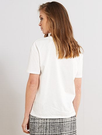 Camiseta con mensaje y lentejuelas - Kiabi