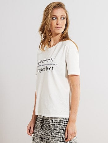 Camiseta con mensaje y lentejuelas - Kiabi