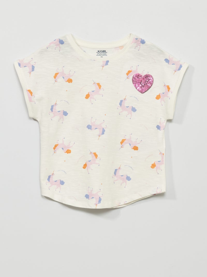 Camiseta con motivo 'unicornios' BLANCO - Kiabi