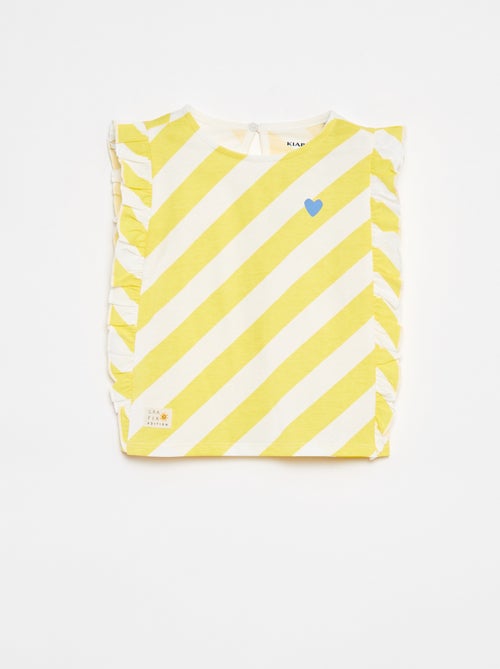 Camiseta con motivo y volantes en las sisas - Kiabi
