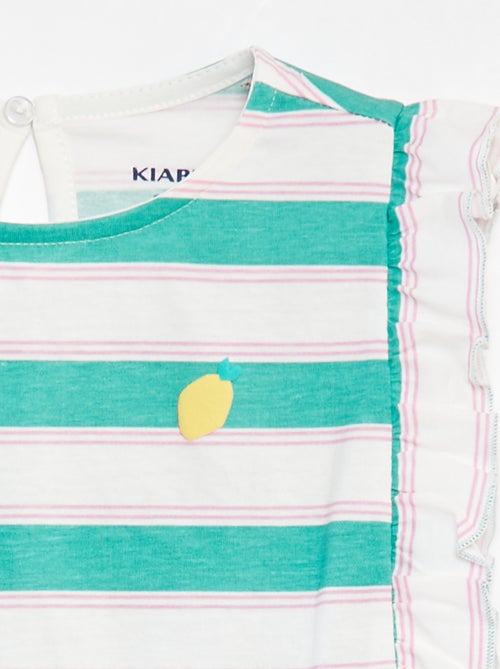 Camiseta con motivo y volantes en las sisas - Kiabi