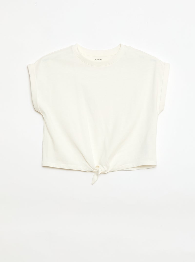 Camiseta con nudo en la cintura Blanco - Kiabi