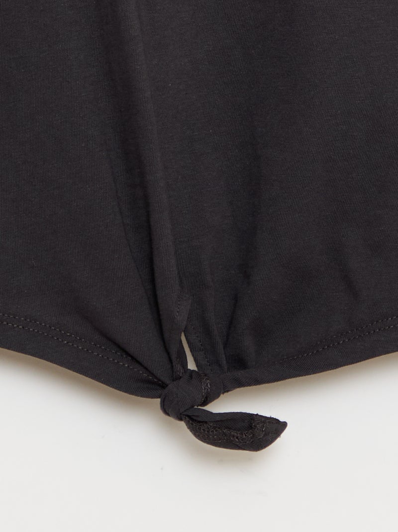 Camiseta con nudo en la cintura Negro - Kiabi