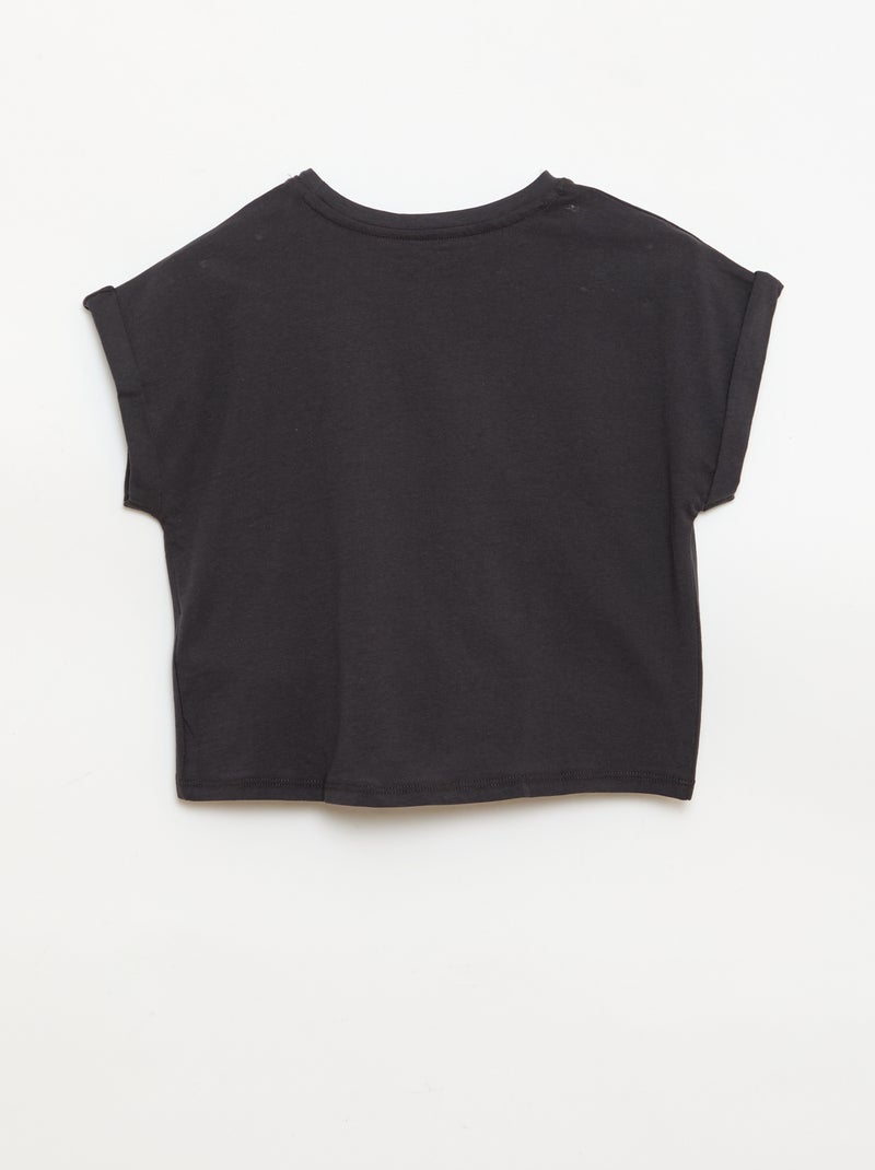 Camiseta con nudo en la cintura Negro - Kiabi