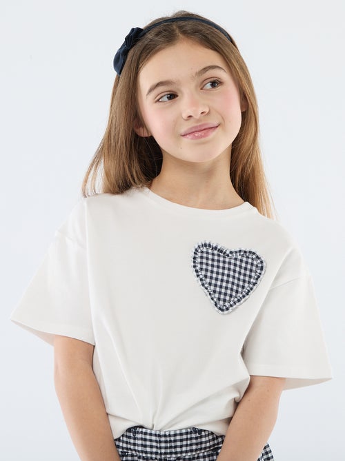 Camiseta con parche de vichy - Kiabi