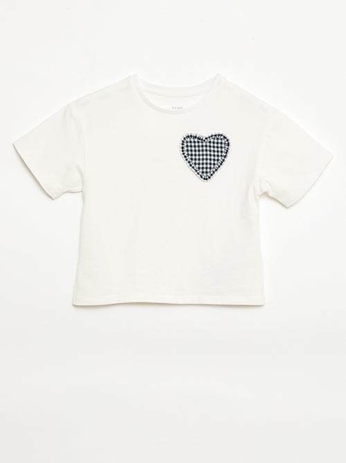 Camiseta con parche de vichy - Kiabi