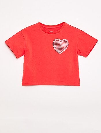Camiseta con parche de vichy