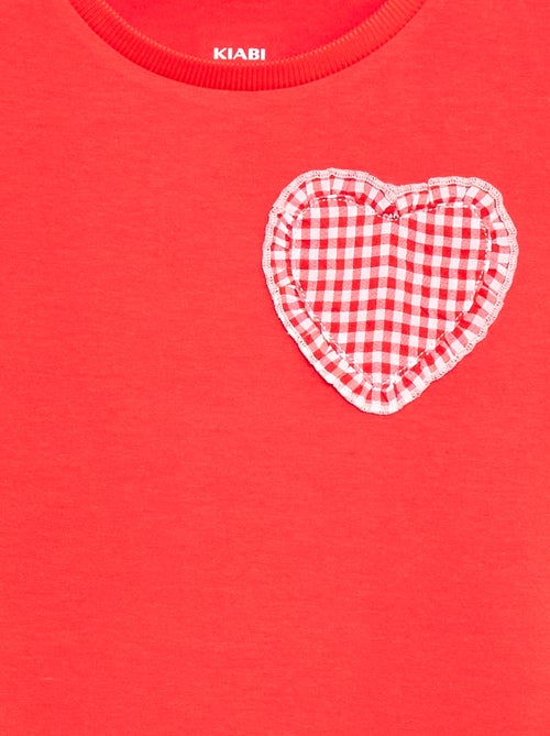 Camiseta con parche de vichy - Kiabi