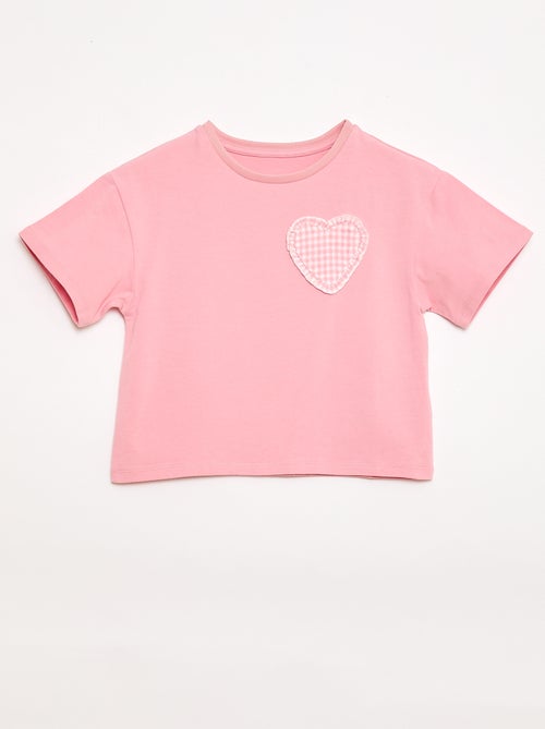 Camiseta con parche de vichy - Kiabi