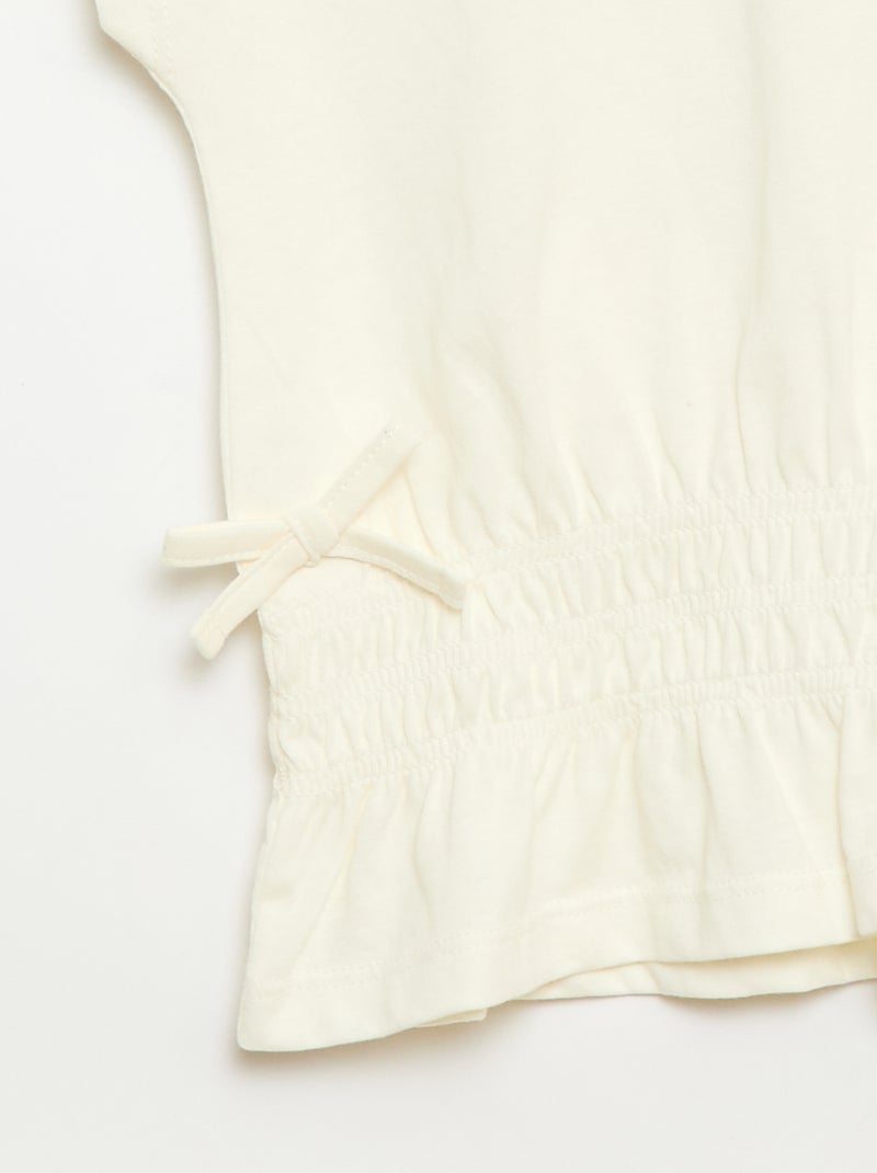 Camiseta con pieza fruncida y lazos en la cintura Crudo - Kiabi