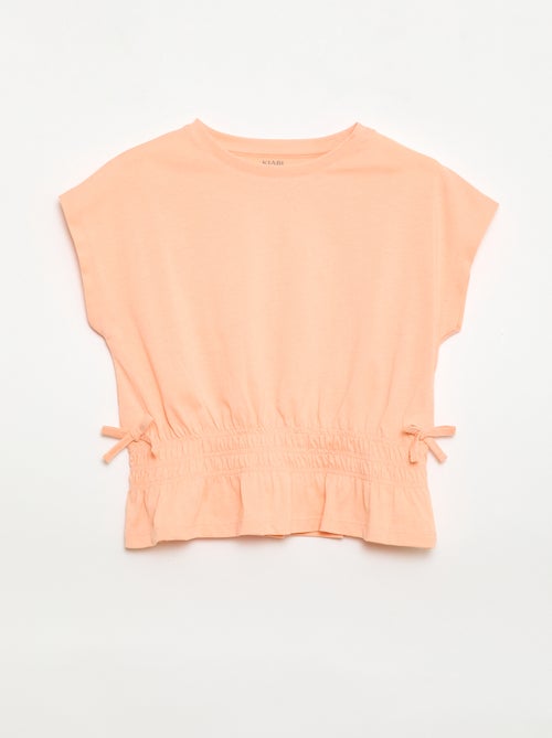 Camiseta con pieza fruncida y lazos en la cintura - Kiabi