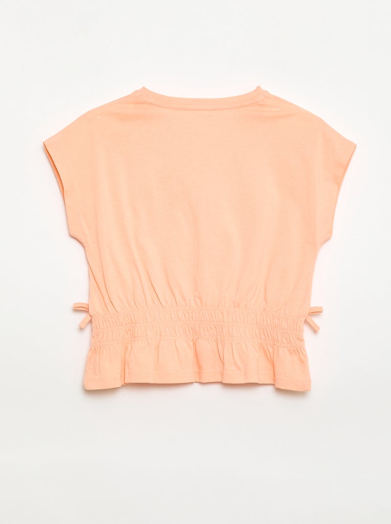 Camiseta con pieza fruncida y lazos en la cintura Naranja - Kiabi