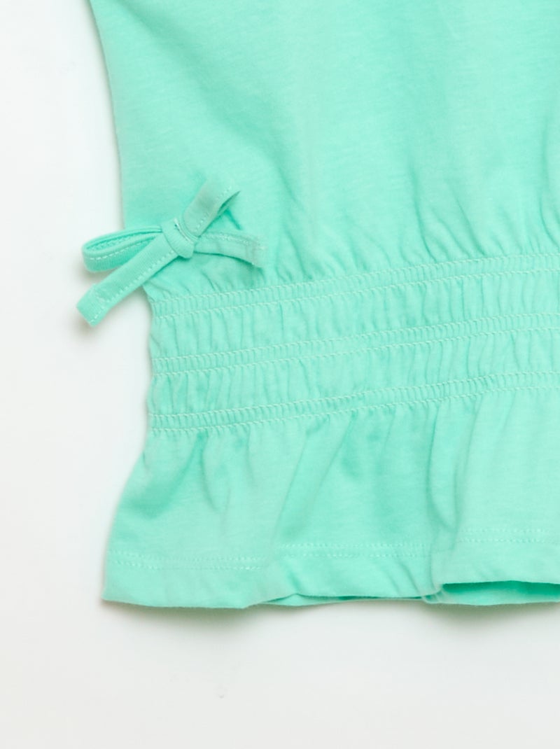 Camiseta con pieza fruncida y lazos en la cintura Verde - Kiabi