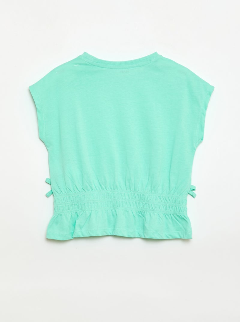 Camiseta con pieza fruncida y lazos en la cintura Verde - Kiabi