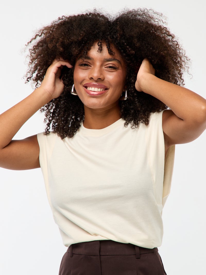 Camiseta con sisa amplia Blanco - Kiabi