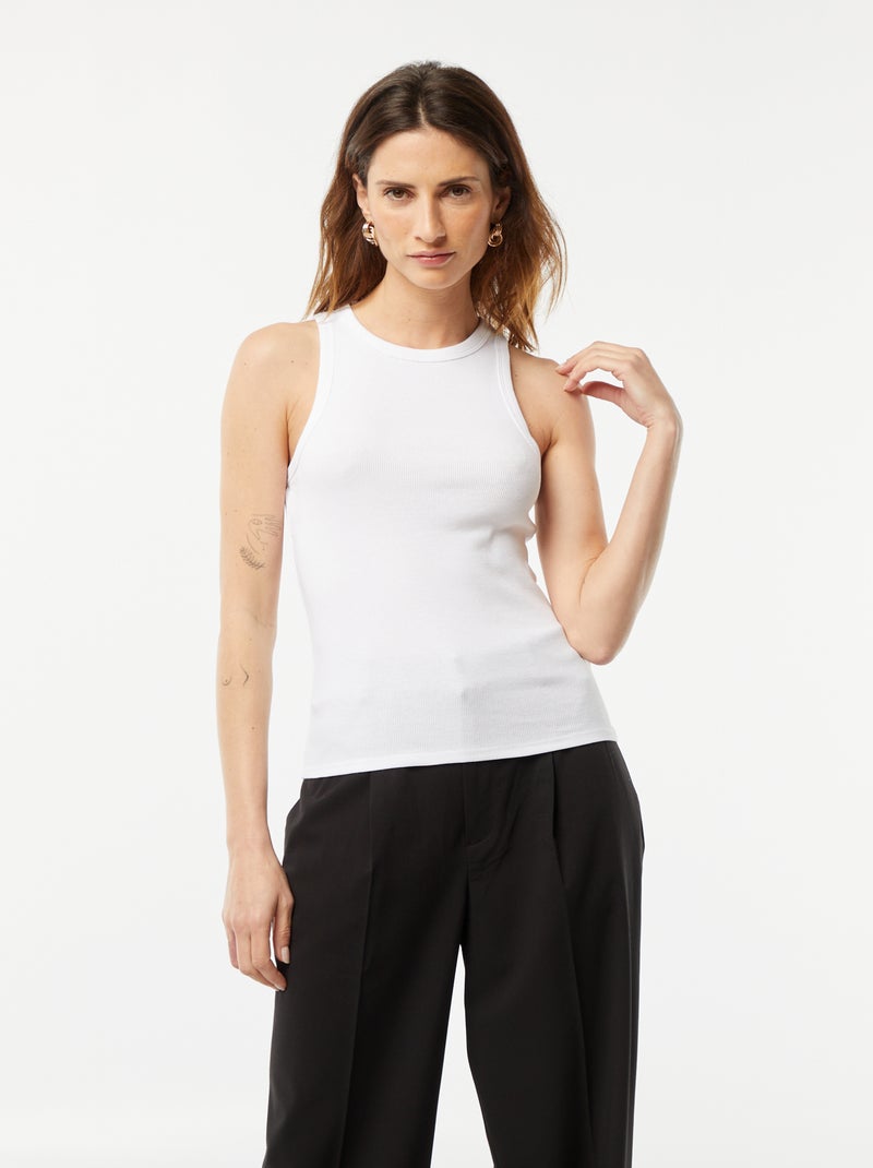 Camiseta con sisas americanas blanco - Kiabi