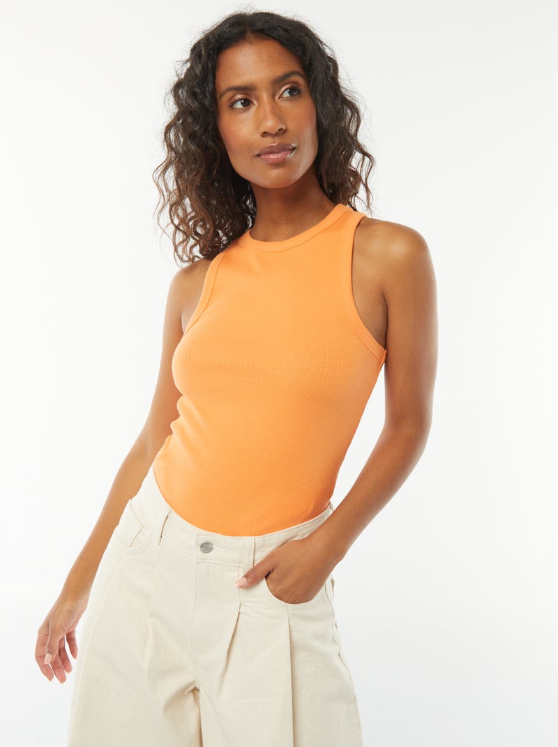 Camiseta con sisas americanas Naranja - Kiabi