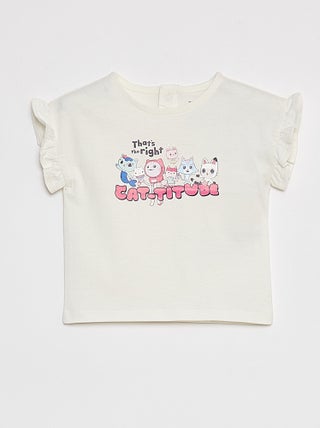 Camiseta con sisas con volantes estampada 'La casa de muñecas de Gabby'