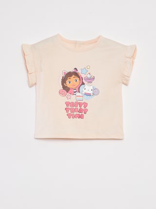 Camiseta con sisas con volantes estampada 'La casa de muñecas de Gabby'
