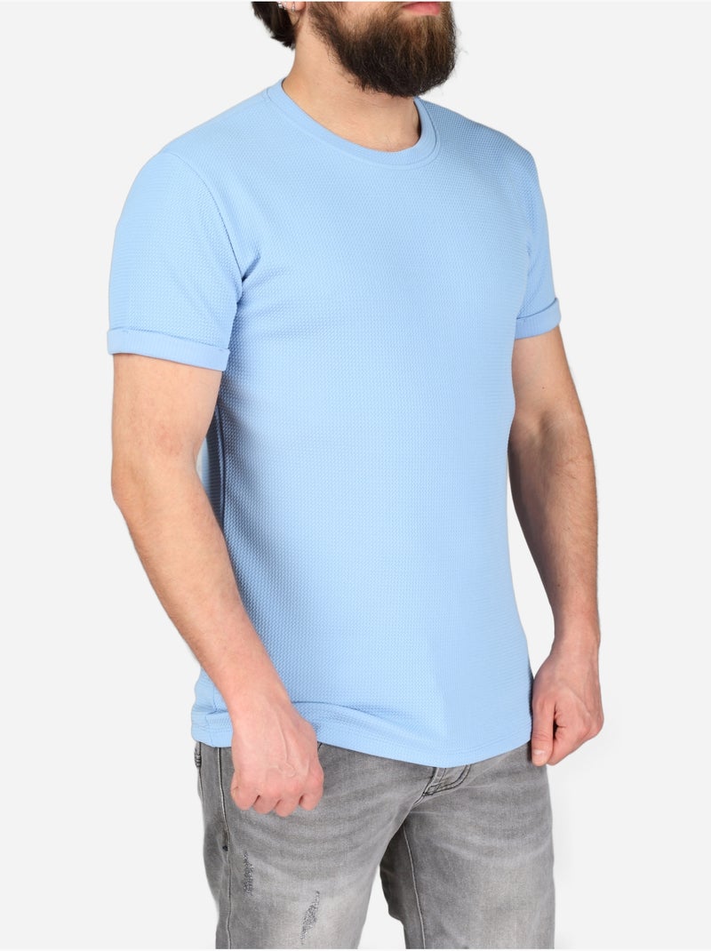 Camiseta con textura - Frilivin Azul claro - Kiabi