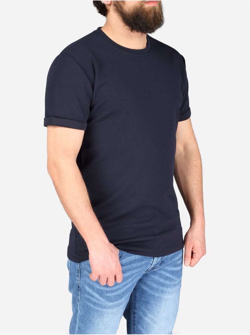 Camiseta con textura - Frilivin Azul oscuro - Kiabi