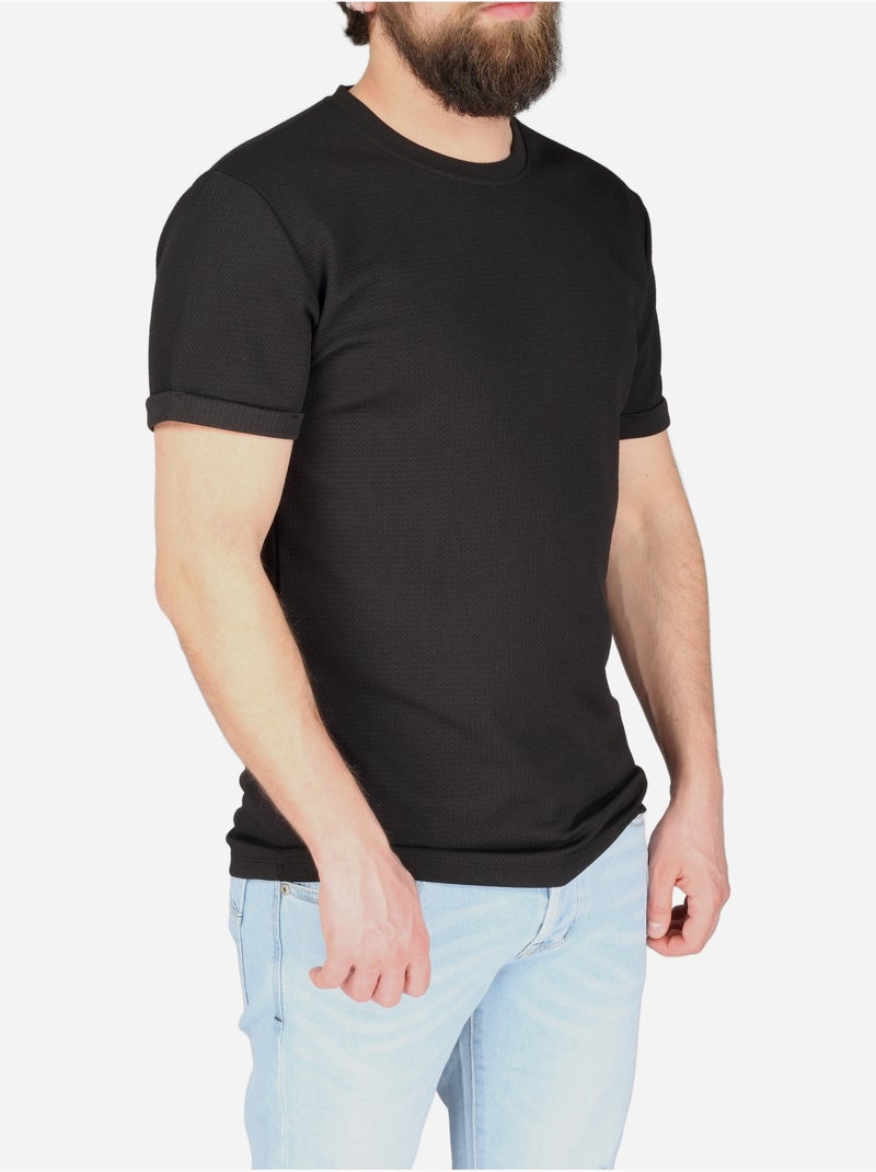 Camiseta con textura - Frilivin Negro - Kiabi