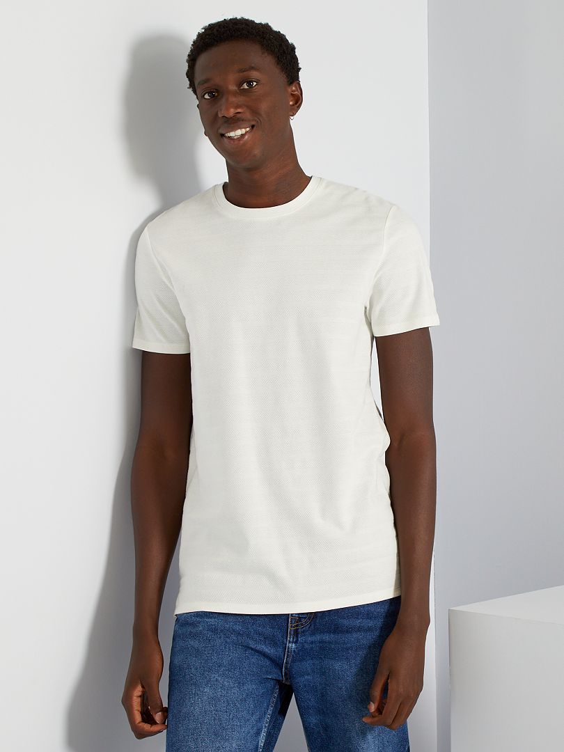 Camiseta con textura Blanco - Kiabi