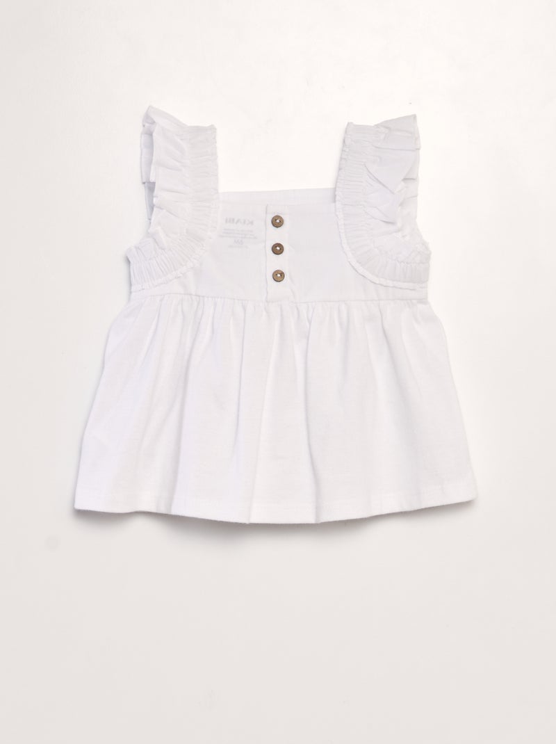 Camiseta con tirantes con volantes blanco - Kiabi