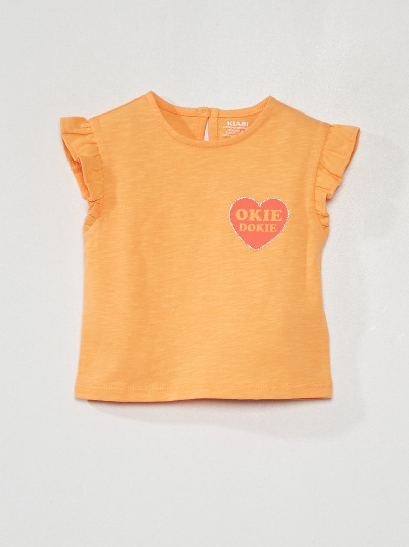 Camiseta con volante BLANCO - Kiabi