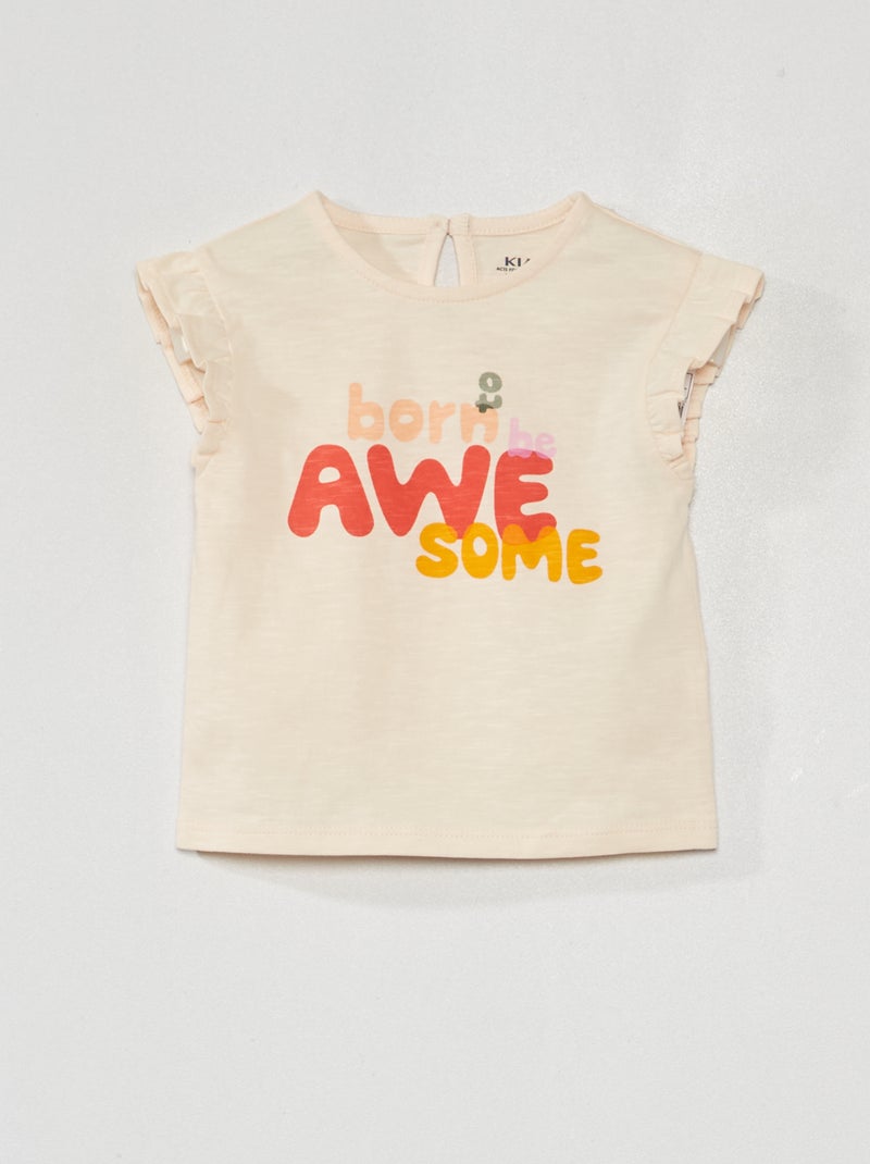 Camiseta con volante BLANCO - Kiabi