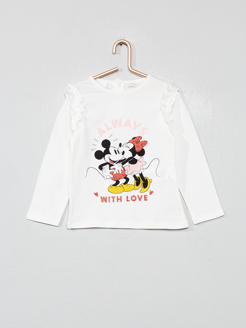 Camiseta con volante 'Minnie' y 'Mickey' BLANCO - Kiabi