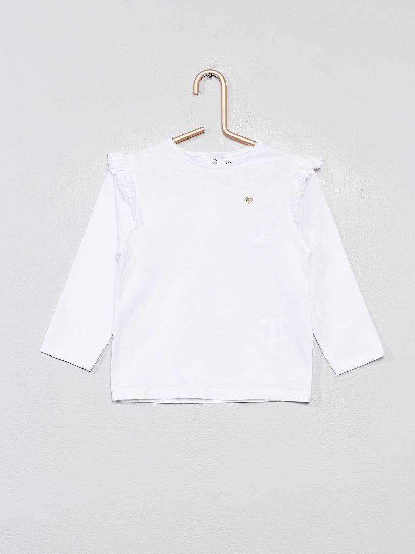 Camiseta con volantes Blanco - Kiabi