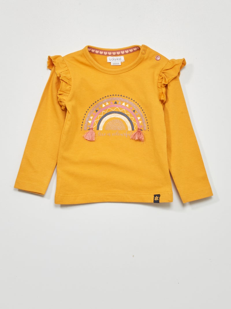 Camiseta con volantes en las mangas AMARILLO - Kiabi