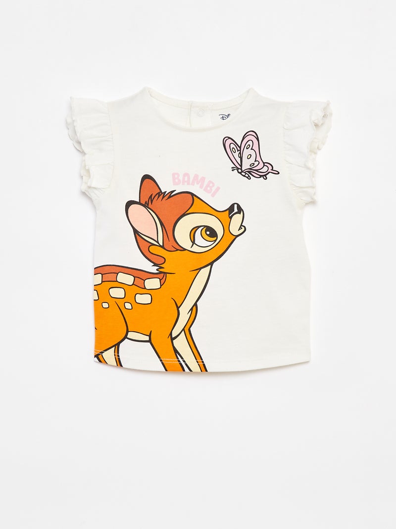 Camiseta con volantes en las mangas 'Disney' BLANCO - Kiabi