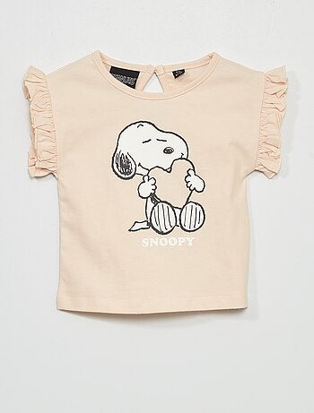 Camiseta con volantes en las mangas 'Snoopy' - Kiabi