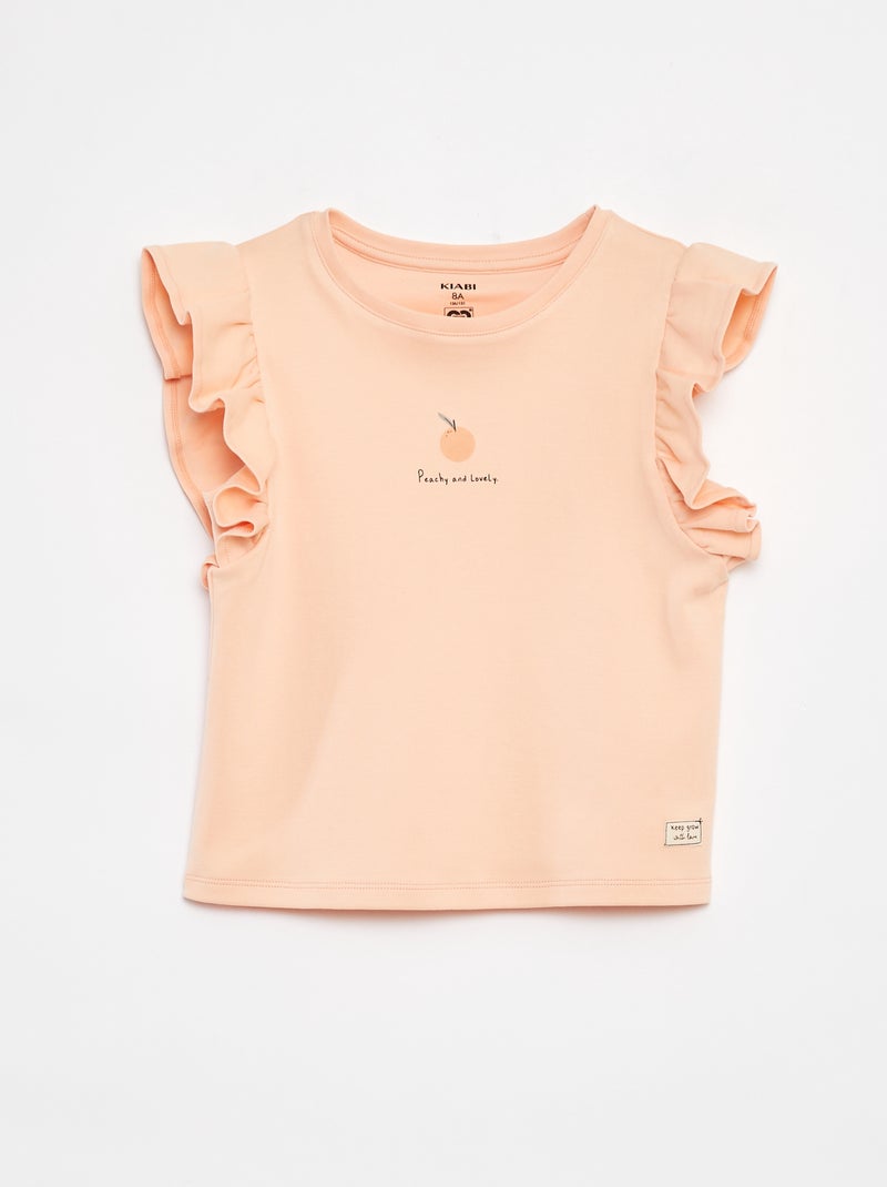 Camiseta con volantes NARANJA - Kiabi