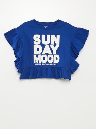 Camiseta con volantes y estampado
