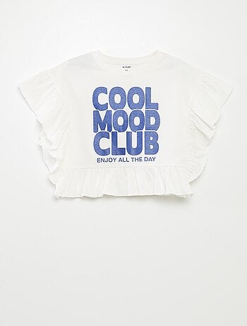 Camiseta con volantes y estampado