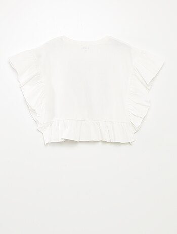 Camiseta con volantes y estampado