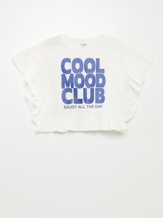 Camiseta con volantes y estampado