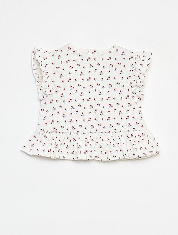 Camiseta con volantes y estampado