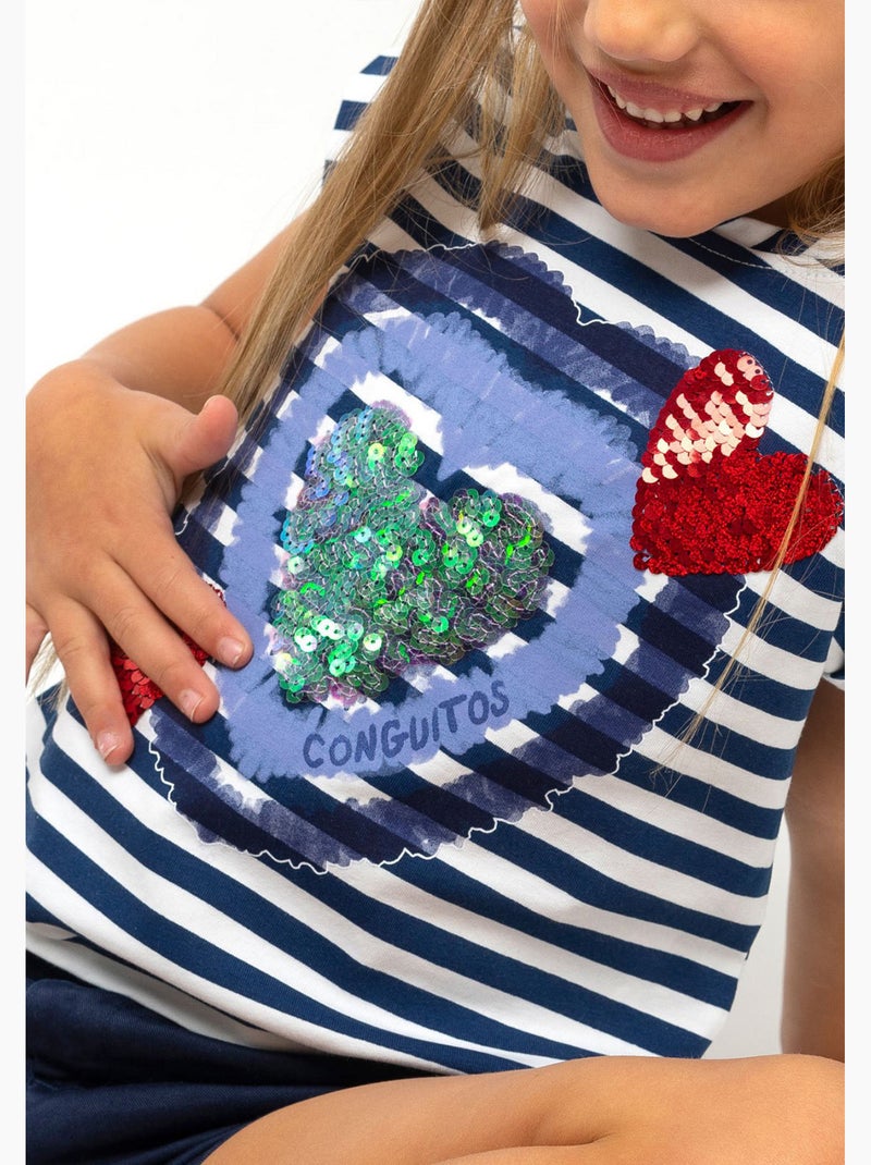 Camiseta conguitos corazones Azul marino - Kiabi