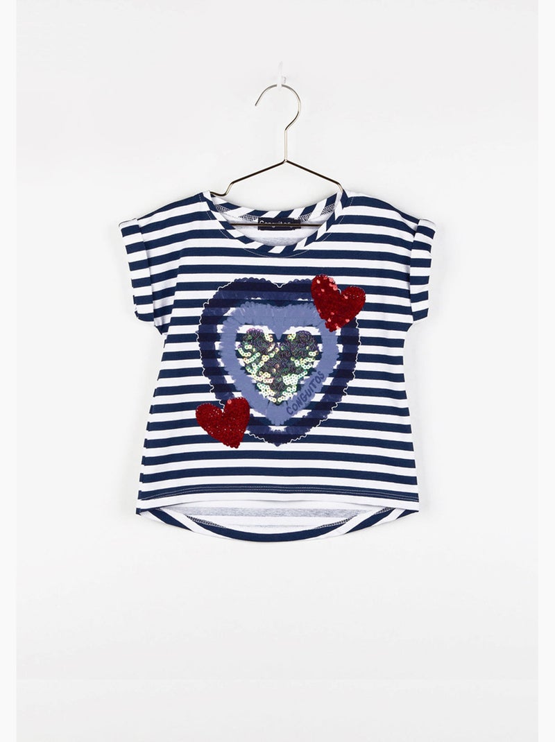Camiseta conguitos corazones Azul marino - Kiabi